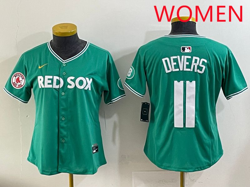 Women 2025 Boston Red Sox #11 Devers Dark Green Joint Name Nike MLB Jersey style 8->women mlb jersey->Women Jersey